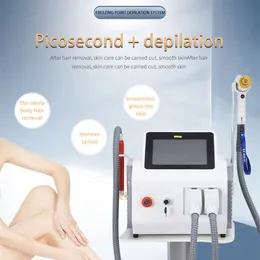 Picosecond Laser Tattoo Frecle Spot Cleaning وإزالة الشعر بالليزر الصمام الثنائي 2 في آلة واحدة لجميع الأنواع من الجلود