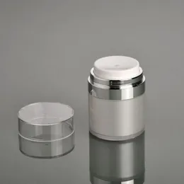 15 30 50 G / ML Pearl White Acrylic Airless Jar Round Vacuum Cream Jar 05Oz 1Oz 17Oz Cosmetic Packing Pump Bottles Iuhec