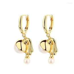 Stud Earrings EZ-2 ZFSILVER S925 Silver Korean Fashion Luxury Trendy Gold Oil Painting Freshwater Pearl Jewelry Women Match-all Gifts