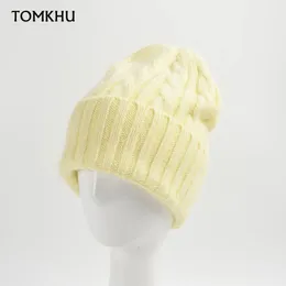 Beanie/Skull Caps Cute Warm Wool Pompom Rabbit Ears Hat Women Cap Warm Autumn Winter Hats For Kids Designer Knitted Warmer Beanie Caps Bonnet 230814