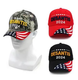 Ron DeSantis für Präsident 2024 Trucker Hut USA Flag Baseball Großartige Eingröße Fits Cap Snapback President 3D Stickerei gedruckte Kappen in der US -DHL