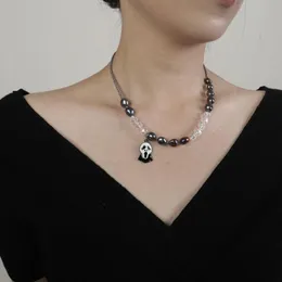 Подвесные ожерелья модная вечеринка настоящий жемчужный ожерелье со скелетом черепа Гост Хэллоуин Педант для женской девочки праздник подарок