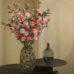 Dekorativa blommor 90 cm Simulering Camellia Peach Plum Blossom Long Branch Home Living Room Table Wedding Decoration Artificial Fake Flower
