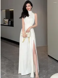 Abiti casual Summer Fashion Turtleneck Beach Party Dress Donne Donne Corea Sleevelette Sump Up One Piece Office Office Lady White Vestidos