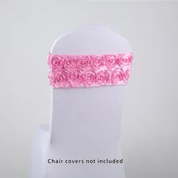 Chaves de cadeira Capas de casamento festivo de rosa de rosa elástico decoração grátis tira traseira