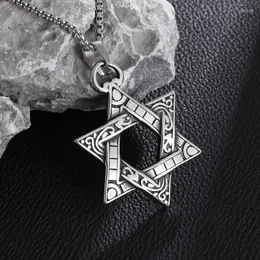Pendant Necklaces Stainless Steel Jewelry Die Cast Pattern Hexagram Necklace Men Women Rock Fashion Charm Sweater Chain Accessories