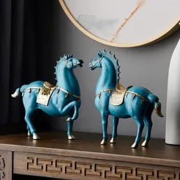 Estatuetas decorativas esculturas de cavalos acessórios de decoração de casa chinesa sala de estar dengshui estátua de escritório decoração de casa que consome presentes