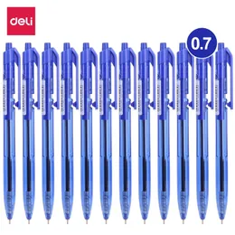 Ballpoint Pens Deli 12 PCS/Box point pen pen 0.7 mm Office Ball Pens Crashing Transked Low Lightsicity Ink Writing Pens Office Stationery 230815