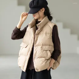 Women's Vests 2023 Women Vest Coat Stand Collar White Duck Down Winter Thick Warm Tops Chaleco Mujer Gilet Casaco Feminino