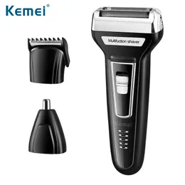 Kemei KM-6559 3 in 1 Multifunktionen elektrischer Rasierer Haar Clipper Nase Trimmer Dual Blade USB Elektrohaltigkeitsrasierer Rasiermesser