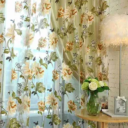 Tende di fascia di fascia alta fiore ricamato in tessuto ricamato in tessuto cinese tulle a sheer finestra 3d tende per finestra di lusso per il soggiorno R230815