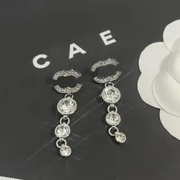 Orecchini a bottone Orecchini da regalo con diamanti da donna eleganti Orecchini con lettera Dangl Designer Gioielli di marca Argento 925 Nuovo fidanzamento Birthdat Gioielli da viaggio Orecchino NO Sbiadimento