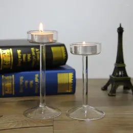 Candle Holders Wedding Party Glass Candlestick Transparent Party Romantyczny wystrój domu Uchwyt Europa w stylu świec.