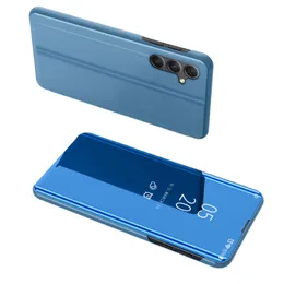 الحالات المواجهة مرآة Plating Flip لـ Samsung Galaxy A34 5G A24 A14 A54 A73 A53 A33 A32 A13 A22 A72 A52 Cover Fundas