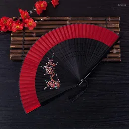 Decorative Figurines Chinese Style Plum Painting Handheld Folding Fan For Dancing Wedding Party Dance