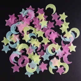 100 pezzi/set di stelle luminose 3D adesivi lunari luminosi negli adesivi a parete scura Decorazione per bambini Decorazione della casa decorazione decorativa th1067