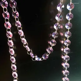 Chandelier Crystal 14mm Pink Octagon Beads Chain 5M/lot Good Artificial Glass Curtain Strands Home/ Window/ Door Wedding Decoration