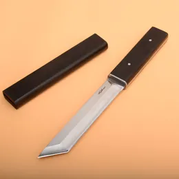 JP Katana D2 Steel Tanto Satin Blade Ebony Handle Fixed Blade Knives With Wood Mante Collection Knife