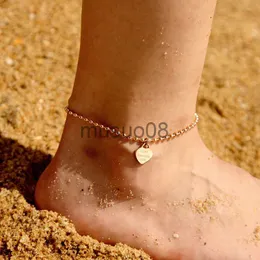 Anklets sumer behag brelet för kvinnor charm pärlstav hjärtformad hänge rostfritt stål kedja anklet femme tjej gåvor nya j230815