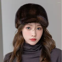 Berets zima wysokiej jakości prawdziwy kapelusz bombowy dla kobiet czarne tag ucha ciepłe motocykl chapeau Rosyjska czapka sboy