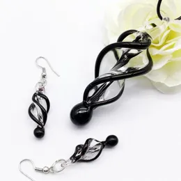 Halskette Ohrringe Set Schmuckperlen Sterling 6'Set Wirbelleuchten Glas Murano Perlen Ohrring Mode