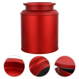 Storage Bottles Tea Tinplate Jar Coffee Airtight Loose Tin Sealing Container For Kitchen Sugar Flour Red