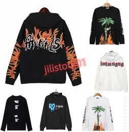 Hösttröjor Palms Palmangel City Designer Limited Inkjet Graffiti Letter Printing Men's Women's Sailboat Långärmad avslappnad graffiti Hoodies Blue Black DS1