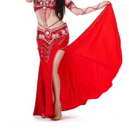 무대 착용 배꼽 댄스 긴 치마 세트 고급 워터 거즈 현대복 여성 의상 Danse Femme Jupe Saias