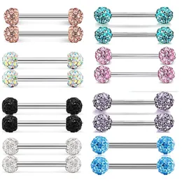 Labret Lip Piercing Jewelry Junlowpy 스테인레스 스틸 젖꼭지 반지 바벨 크리스탈 볼 CZ 혀 14g 바디 바 스트레이트 스터드 230814