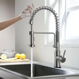 Bathroom Sink Faucets Touch-sensitive Kitchen Cold And Faucet Spring Pull Wire Drawing Dual Control