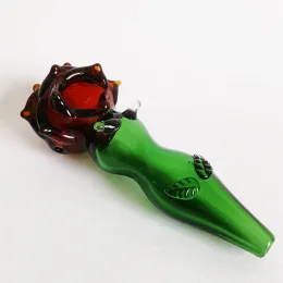 2023 Factory Sale Glass Hand Pipe New Red Rose Thick Smbud Pipes Tobocco Spoon Burner 5.5 인치 길이 LL
