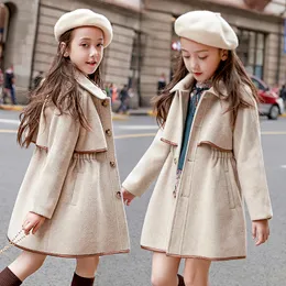 Cobertores Surtando 2023 Inverno Autumn Girls Luxury Luxury Woolen Jacket Jacket European Kids Tweed sobretudo crianças espessadas casaco