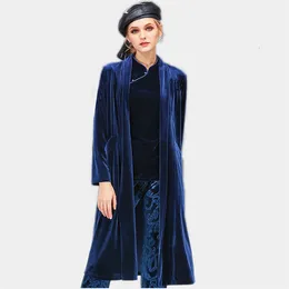 Kvinnors dike rockar Autumn Winter Coat Women Casual Solid Velor Jackets Elegant Long Velvet Abrigos Mujer Invierno 230814