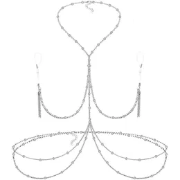 ラブレットリップピアスジュエリー女性のための偽の乳首リングネックレス付きセクシーなノンリング調整可能な縄230814