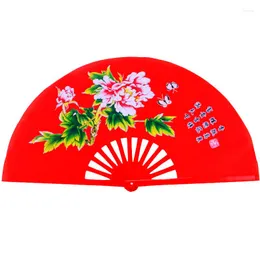 Dekorativa figurer Peony Folding Fan Tai Chi vänster Höger Square Dance Rekvisita Handhållna ventilador kinesiska kampsport