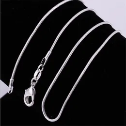 Łańcuchy 925 Sterling Sier gładkie wąż naszyjniki dla kobiet mody biżuterii homar klamr