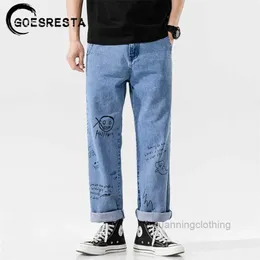 Goesresta Fashoins kot pantolon erkekler vintage düz pantolon sokak kıyafetleri harajuku baggy kmqe