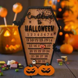 Novelty Items Halloween Advent Countdown Calendar DIY Moving Wooden Family Wall Hanging Detachable Decorations Home Decor Holiday Ornament J230815