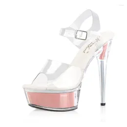 Sandalet McLubgirl 15cm Kadın Model Balık Ağız Podyum Şeffaf Kristal Ziyafet Elbise Stiletto Topuk Platform Ayakkabı Kadınlar İçin Lyp