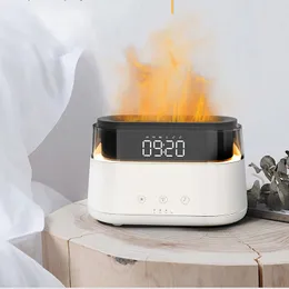 2023 독특한 새로운 알람 시계 Aromatherapy Machine 2-in-one 3D 시뮬레이션 불꽃 아로마 테라피 디퓨저 공기 가습기