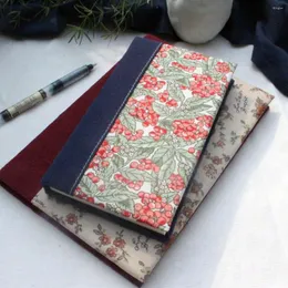 Refill Book A5/A6 Pink Floral Fabric Journal Notebook Protective Case Adjustable Cute Planners Agenda Grid Cloth Notepad