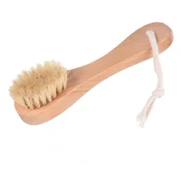 Bath Brushes Sponges Scrubbers Natural Boar Bristles Spa Facial Brush Face With Wood Handle Remove Black Dots Rub Nail Drop Deliv Dh5Ic