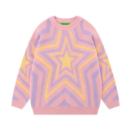 Harajuku Sweater Y2K хип -хоп вязаная ретро -звездная джемпер -джемпер -джемпер -джемпер 2023 Мужчины Мода Свободные Пуловые Свитера.