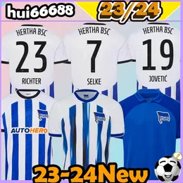 23/24 Herthas BSc Soccer Jerseys Christensen Uremovic Serdar Jovetic Lukebakio Kenny Kempf Uremovic Richter Selke Sunjic 2023 2024 Men Football Shirts