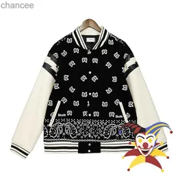 Giacca da baseball varsity da uomo 1 1 miglior qualità Patchwork anacardi fiore Lightning Giacca bomber Raglan Corduroy HKD230815