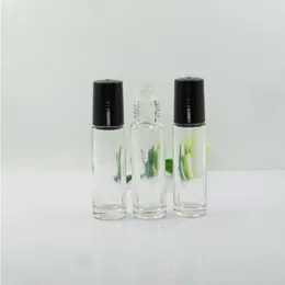 1/3oz Clear Glass Roller Flaschen 10 ml leerer Glasduft Parfüm ätherische Ölrollenflaschen mit Glasrollenbällchen Schwarze Schraube Ca Nubj
