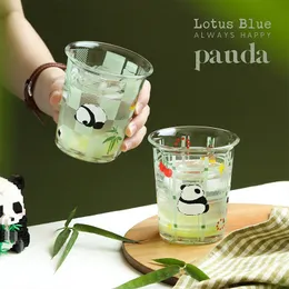 Muggar Panda Little Flower Reverse Cup Glass Creative Home Juice Coffee Mug Cool Drink Cute Style Watter Bottle 230815