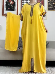 Ethnische Kleidung afrikanische Dashiki Kurzarm Lose Baumwolle feste Kleider elegante Frauen Abaya Kleid Sommer Maxi Freizeit Vestidos