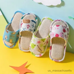 Slipper Baby Kids Lightweight Flax Slippers Shoes Children Girls Boys Home Breathable Slip Cotton Cloth Sandals R230815