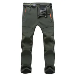 Mens Pants Kış Polar Termal Out Giyim Yumuşak Kabuk Gündelik Kadınlar Kalın Streç Su geçirmez Askeri Taktik Uzun Pantolon 230815